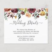 Budget Bourgondië Bloem Bruiloft Details Card (Voorkant)