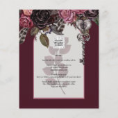 Budget Bourgondië Blush Bloemen Bruiloft Uitnodigi (Achterkant)