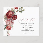 Budget Bourgondië Blush Bloemen Foto Save the Date (Voorkant)