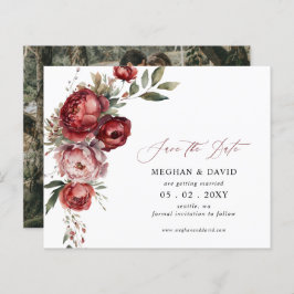Budget Bourgondië Blush Bloemen Foto Save the Date