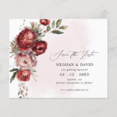 Budget Bourgondië Blush Bloemen Foto Save the Date (Voorkant)