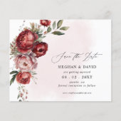 Budget Bourgondië Blush Bloemen Save the Date (Voorkant)
