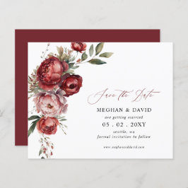 Budget Bourgondië Blush Bloemen Save the Date
