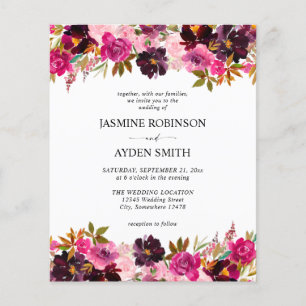 Budget Bourgondië Blush Roze & Paarse Bloemige Tro Flyer