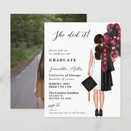 Budget Bourgondië eenvoudige foto Ze deed het Afst (Voorkant / Achterkant)