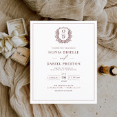 Budget Bourgondië Elegante Crest Huwelijksuitnodig Flyer