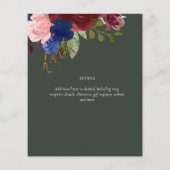 BUDGET Bourgondië Marine Bloemen Bruiloft Uitnodig Flyer (Achterkant)