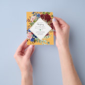 BUDGET Bourgondië Marine Bloemen Bruiloft Uitnodig Flyer (Hand)