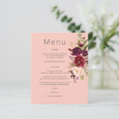 Budget Bourgondië Marsala & Roze Bloemig Menu- Roz (Staand voorkant)