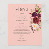 Budget Bourgondië Marsala & Roze Bloemig Menu- Roz (Voorkant)