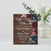 Budget Bourgondië & Navy Blauwe Bloemen Houten Tro (Staand voorkant)