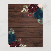 Budget Bourgondië & Navy Blauwe Bloemen Houten Tro (Achterkant)