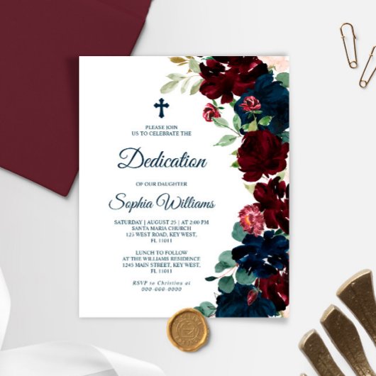 Budget Bourgondië & Navy Blauwe Widmingsuitnodigin