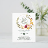 BUDGET Bourgondië Perzik Bloemige Trouw Uitnodigin (Staand voorkant)