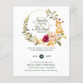 BUDGET Bourgondië Perzik Bloemige Trouw Uitnodigin (Voorkant)