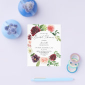 Budget Bourgondië & Roze 4 Bloemige Bruiloftssalon Flyer (Enkel)