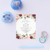 Budget Bourgondië & Roze 4 Bruiloftsbloemen 2 Flyer (Enkel)