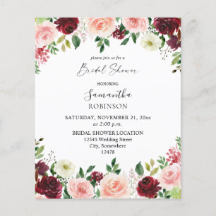 Budget Bourgondië & Roze 4 Bruiloftsbloemen 2 Flyer