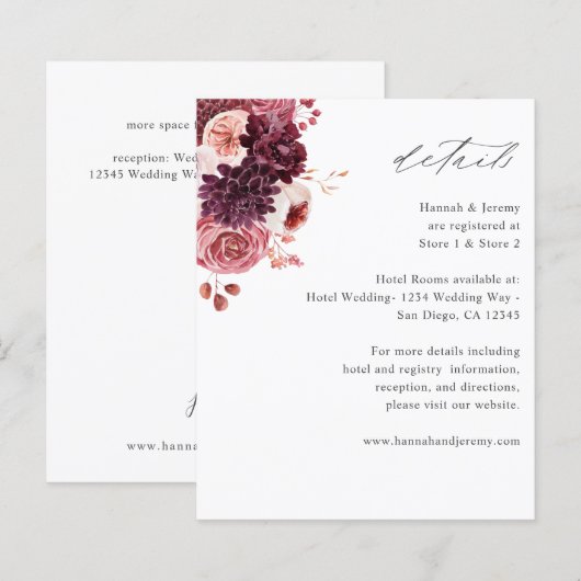 Budget Bourgondië & Roze Bloemendetails 8A Boho (Voorkant / Achterkant)