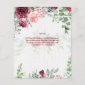 BUDGET Bourgondië Roze Roze Bloemen Bruiloft UITNO Flyer (Achterkant)