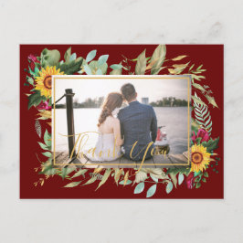 Budget Bourgondië Rozen Zonnebloemen Bedankt FOTO  Briefkaart