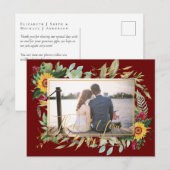 Budget Bourgondië Rozen Zonnebloemen Bedankt FOTO  Briefkaart (Voorkant / Achterkant)