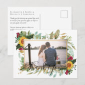 Budget Bourgondië Rozen Zonnebloemen Bedankt FOTO Briefkaart (Voorkant / Achterkant)