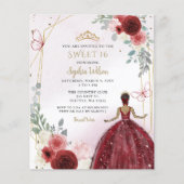 Budget Bourgondië Tan Prinses Sweet 16 Invite (Voorkant)