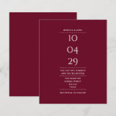 Budget Bourgondië Trouwdatum Uitnodiging (Voorkant / Achterkant)