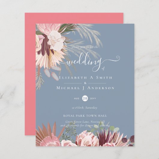 BUDGET Bourgondië Wijn Pampas Gras Tropisch Huweli (Voorkant / Achterkant)