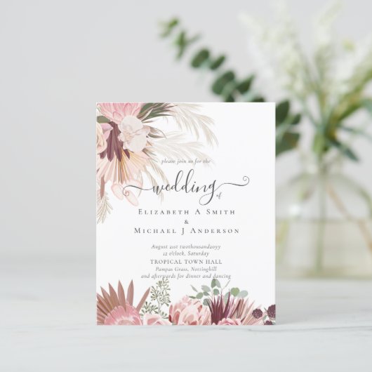 BUDGET Bourgondië Wijn Pampas Gras Tropisch Huweli (Staand voorkant)