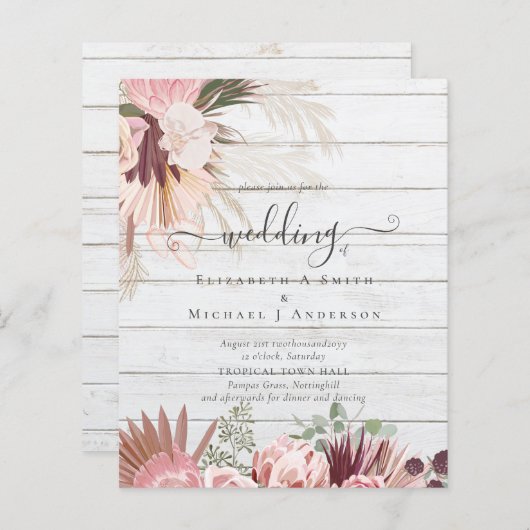 BUDGET Bourgondië Wijn Pampas Gras Tropisch Huweli (Voorkant / Achterkant)