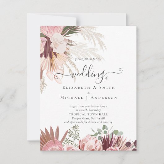 BUDGET Bourgondië Wijn Pampas Gras Tropisch Huweli (Voorkant)