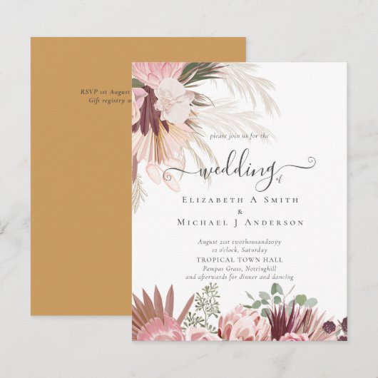 BUDGET Bourgondië Wijn Pampas Gras Tropisch Huweli (Voorkant / Achterkant)