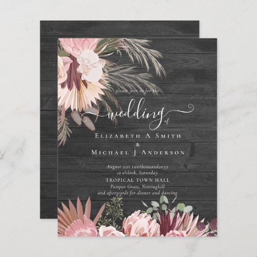 BUDGET Bourgondië Wijn Pampas Gras Tropisch Huweli (Voorkant / Achterkant)