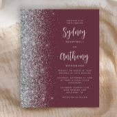 Budget Bourgondië Zilveren Glitter Kalligrafie Tro