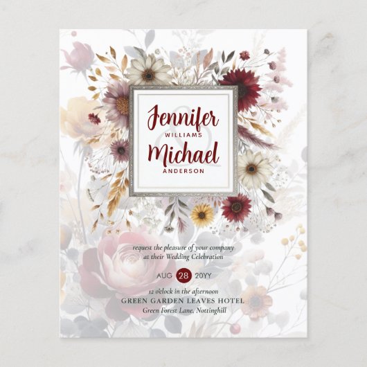 BUDGET Bourgondiërge Gele Bloemen (Voorkant)