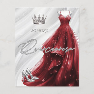 Budget Bourgondische rode jurk Quinceañera uitnodi
