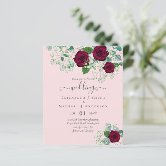 BUDGET  Bourgondische Roos Eucalyptus Bruiloft (Staand voorkant)