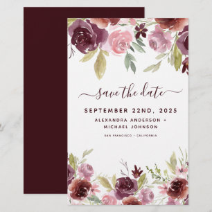 Budget Bourgundy Flowers Floral redt de datum