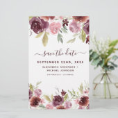 Budget Bourgundy Flowers Floral redt de datum (Staand voorkant)