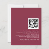 Budget Bourgundy Glitter Leaf QR Wedding Invite (Achterkant)
