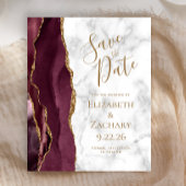 Budget Bourgundy Gold Agate Marble Save the Date