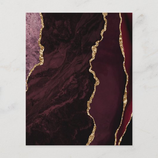 Budget Bourgundy Gold Agate Marble Save the Date (Achterkant)