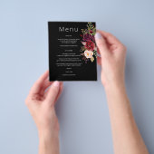 Budget Bourgundy Marsala & Pink Floral Menu - Zwar (Hand)