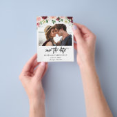 Budget Bourgundy Pink 4 Floral Save the Date Photo Flyer (Hand)