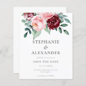 Budget Bourgundy Pink Floral sparen de Datum (Voorkant / Achterkant)