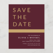 Budget Bourgundy Save the Date Elegant Gold Flyer (Voorkant)