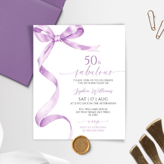 Budget Bow 50 & Fabulous Verjaardag Uitnodiging