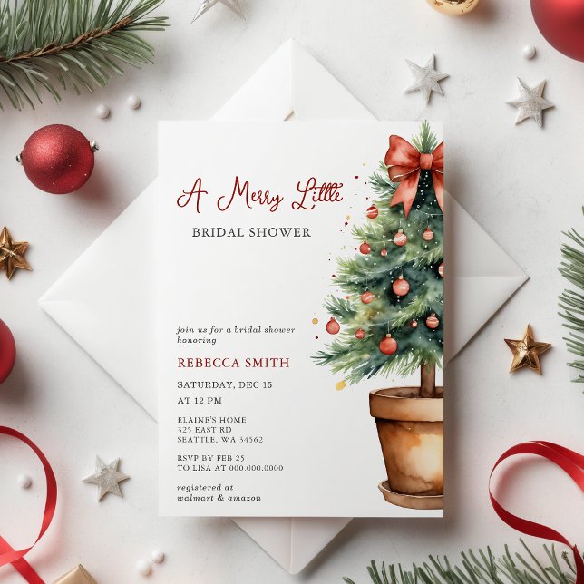 Budget Bow Christmas Merry Little Vrijgezellenfees (Budget Bow Christmas Merry Little Bridal Shower invitation)